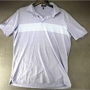 Peter Millar Crown‎ Crafted Golf Polo Mens XL Blue Striped Performance LOGO